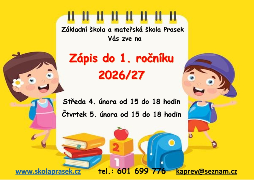 Z�pis do 1. ro�n�ku pro �koln� rok 2026-2027